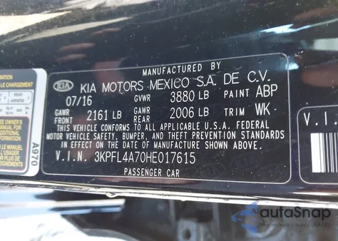 2017 Kia Forte S z USA, uszkodzony, nr VIN 3KPFL4A70HE017615